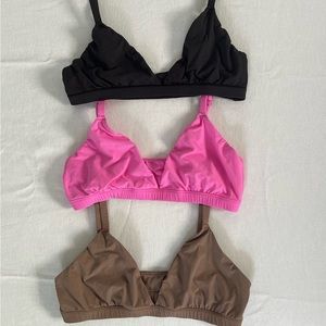 Skims Fits Everybody Triangle Bralette Bundle of 3: Onyx, Umber, & Orchid